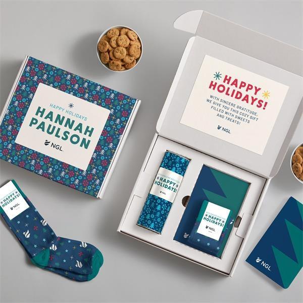 Holiday Gift Box  Christmas Socks, Cookies, and Notebook