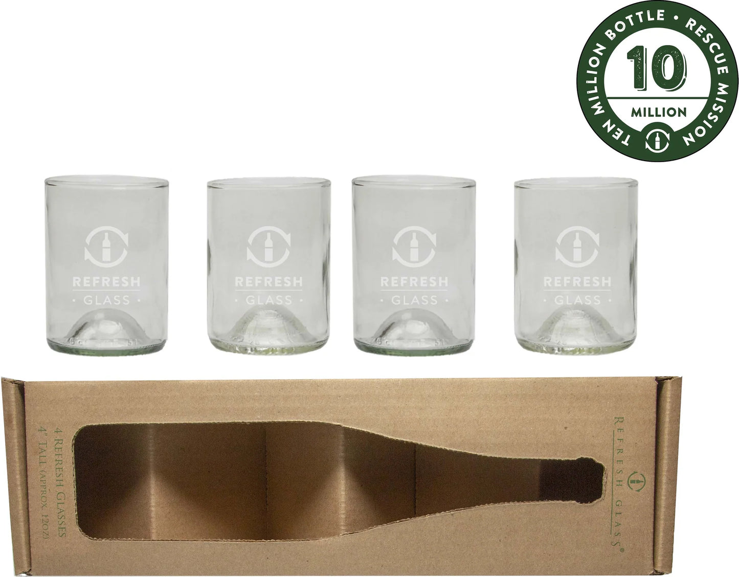 12 oz Glass Singlet Pack From Rescued Wine Bottles