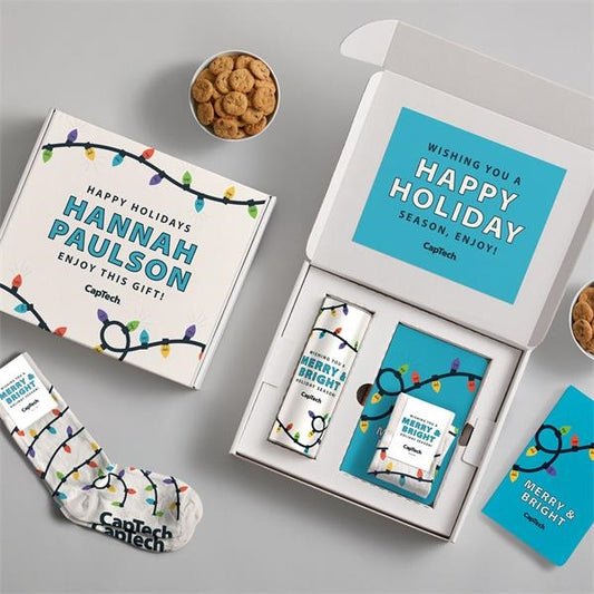 Holiday Gift Box  Christmas Socks, Cookies, and Notebook